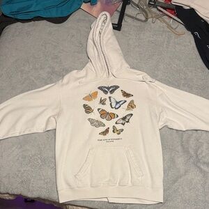 Hollister Cream Hoodie with Butterfly Design